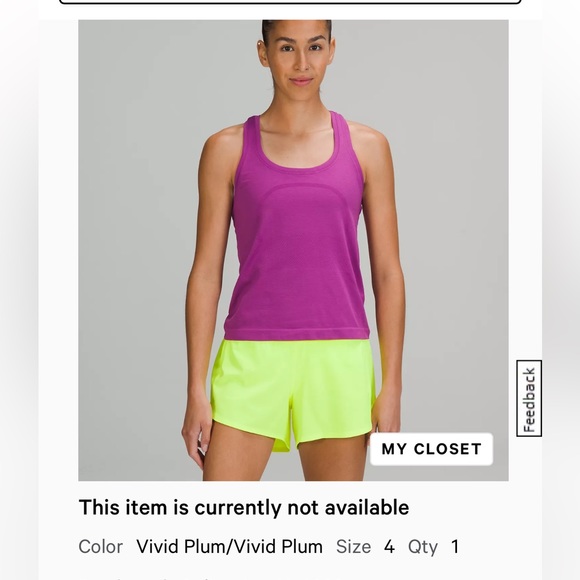 Lululemon swiftly tank vivid plum size 4 - Picture 1 of 6